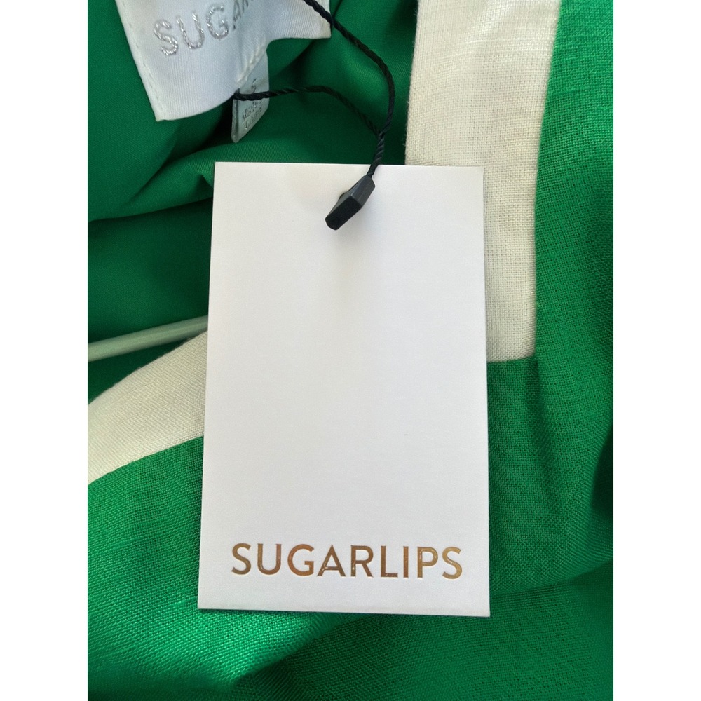 Sugarlips Shift Dress Womens S Kelly Green NWT Scallop Trim Square Neck Pockets - Picture 6 of 10